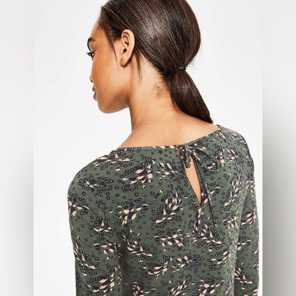 NWT Boden Green Floral Super Soft Long Sleeve Keyhole Posie Dress Size 10 - Picture 2 of 12